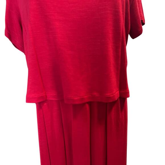 J. Jill Sangria Red Knit Layered Button Down Back Dress Size M Flowy Pockets - Picture 5 of 13